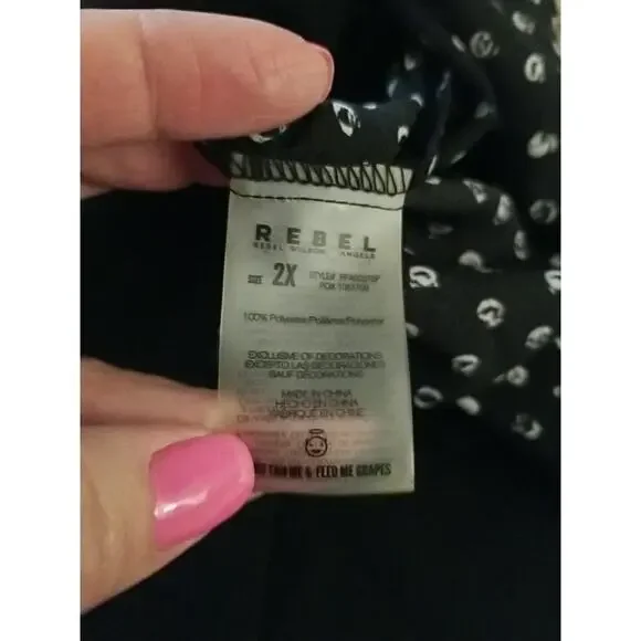 Rebel Wilson X Angels Polka Dot Black White Sleeveless Blouse Top 2X Retail $89 - Picture 10 of 12